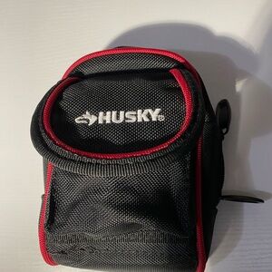 Husky Small Tool Pouch Belt Clip Utility Bag Black & Red Padded Work Case